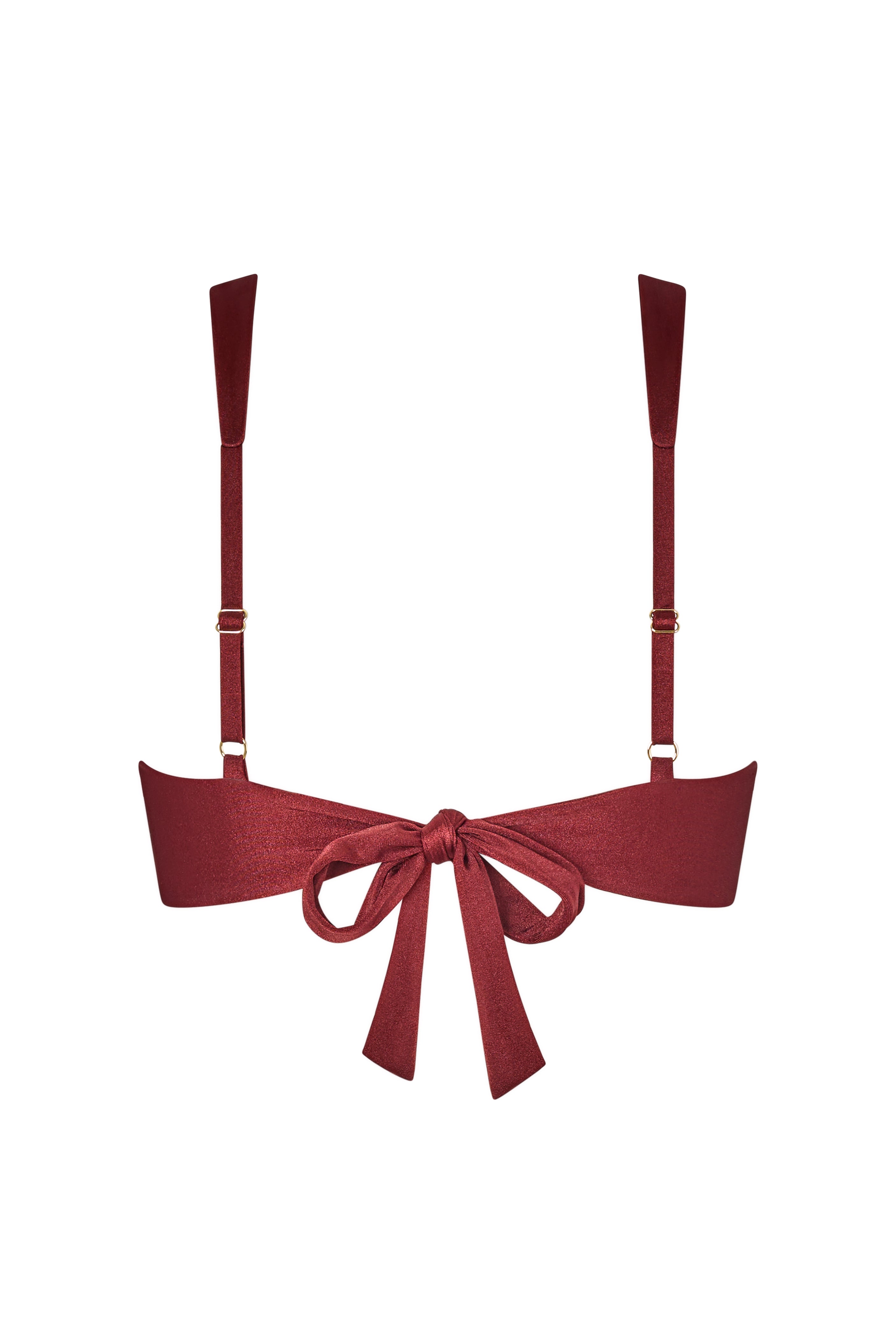 Back view of the KIKKA bikini top in Mosto with adjustable straps and tie-back detail.
