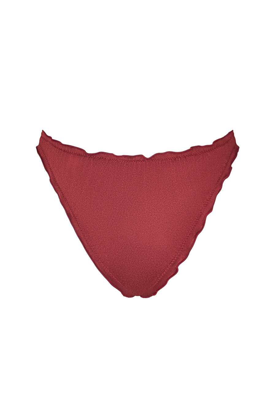 Back view of the VALERIA bottom in Marron with soft coverage and gathered edges.