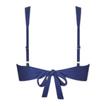 Back view of the KIKKA bikini top in Dark Night with adjustable straps and soft self-tie closure.
