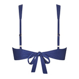 Back view of the KIKKA bikini top in Dark Night with adjustable straps and soft self-tie closure.

