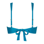 Back view of the KIKKA bikini top in Peacock, featuring adjustable straps and self-tie fastening.
