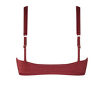 Adjustable straps and clean back view of the ERY bikini top in chocolate brown, premium Italian fabric