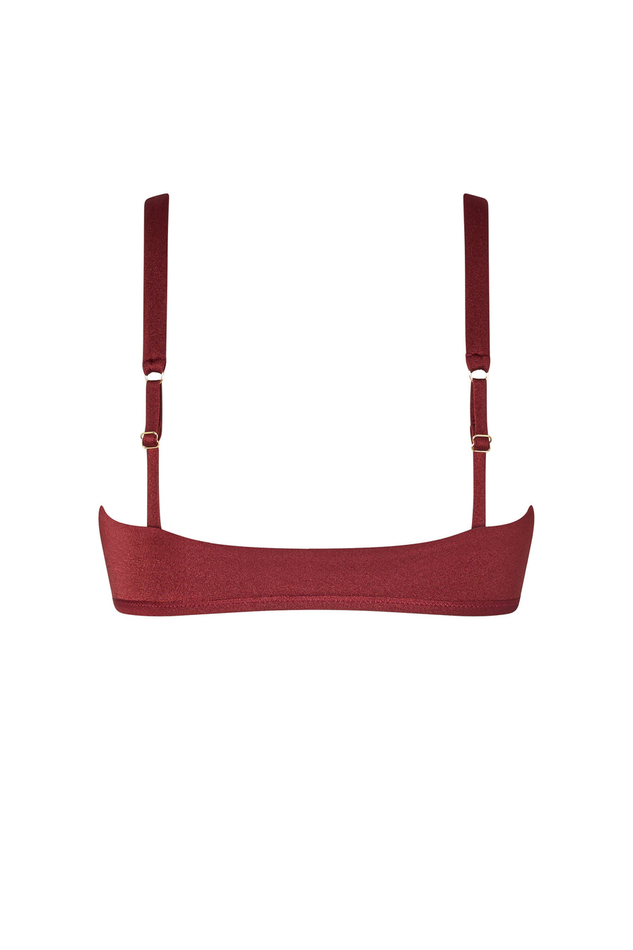 Adjustable straps and clean back view of the ERY bikini top in chocolate brown, premium Italian fabric