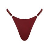 ROSY string bikini bottom in Marron with gold details and adjustable sides.