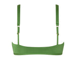 Back view of green ERY top, showing adjustable straps and premium fabric from Carvico
