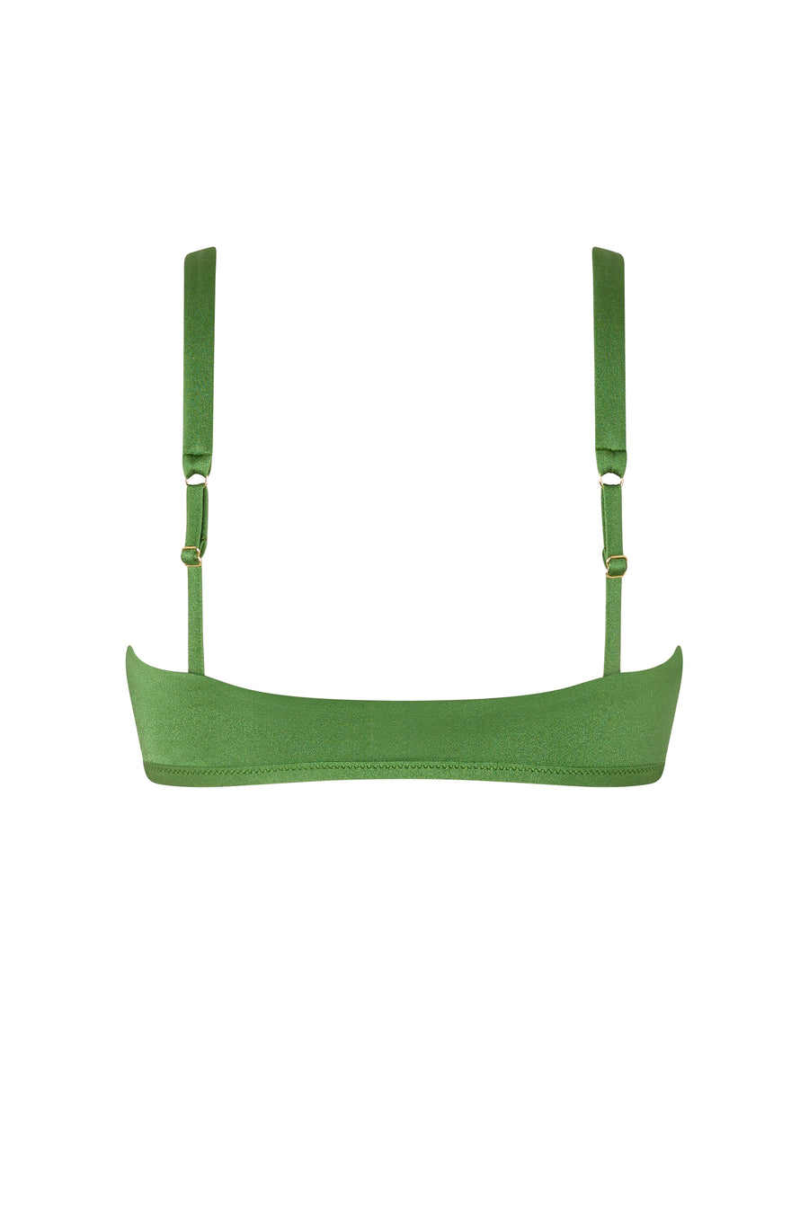 Back view of green ERY top, showing adjustable straps and premium fabric from Carvico
