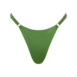 ROSY bikini bottom in Green with side ties and luxe gold detailing.