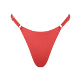 ROSY bikini bottom in Orange Soda, string cut with side ties and golden details.