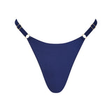 ROSY string bikini bottom in Dark Night with gold accents and sleek black finish.