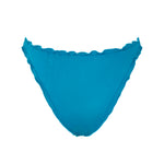 Back view of the VALERIA bikini bottom in Peacock with smooth full coverage and frill detail.