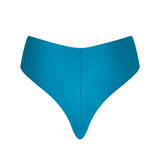 Back view of the KIKKA bottom in Peacock, seamless Brazilian cut with adjustable strings.
