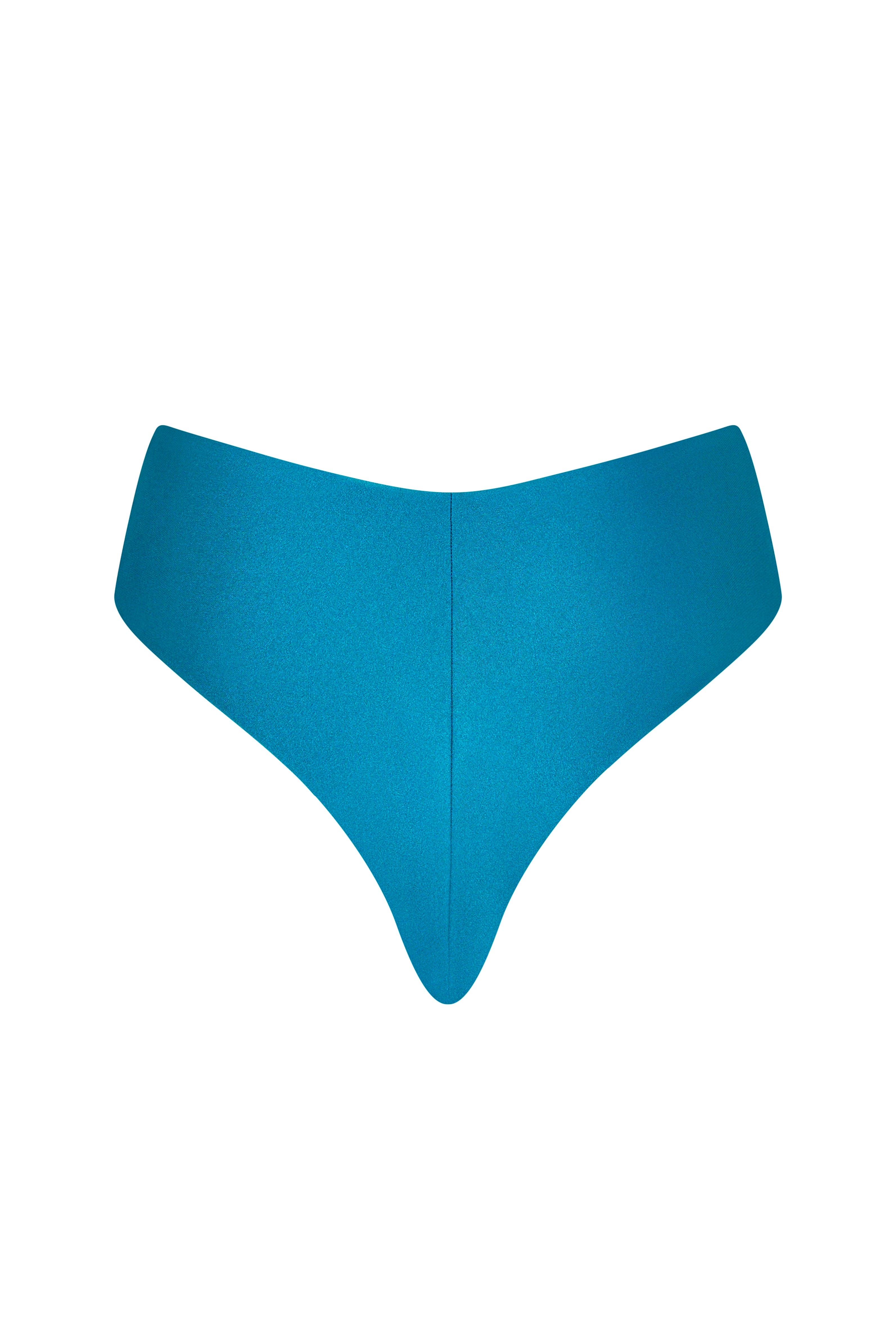 Back view of the KIKKA bottom in Peacock, seamless Brazilian cut with adjustable strings.
