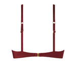 Back view of the VALERIA top in Marron with a gold clasp and smooth finish.