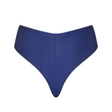 Back view of the KIKKA bikini bottom in Dark Night, seamless Brazilian cut with tie sides and a flattering curve.