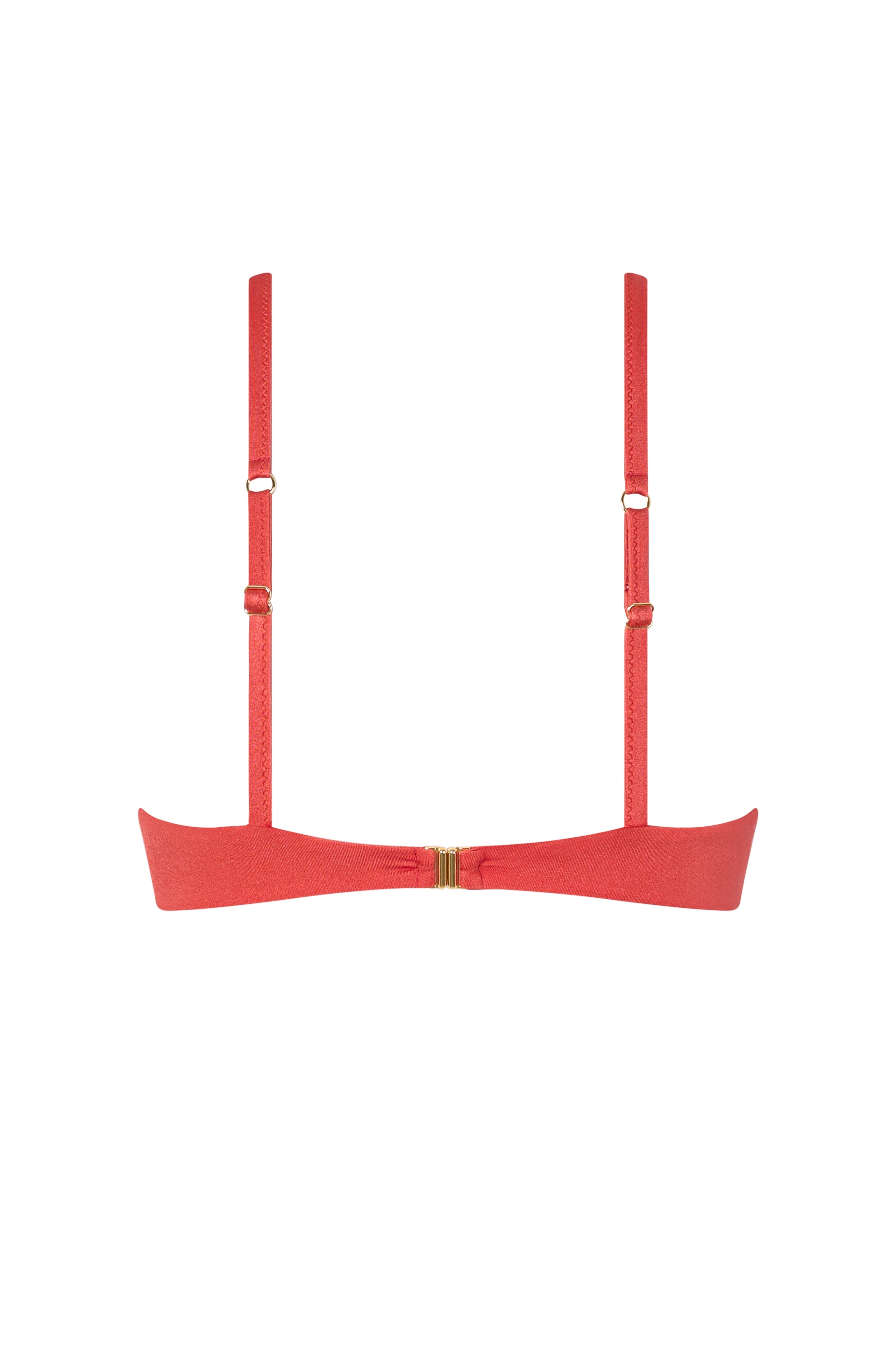 Back view of the VALERIA balconette top in Orange Soda, showing the gold clasp and structured design.