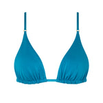 ROSY triangle bikini top in Peacock with gold hardware, offering a vibrant, flattering fit.
