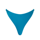 Rear view of ERY bikini bottom in Peacock, showcasing a smooth Brazilian cut that offers a flattering and cheeky fit.
