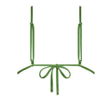 Back view of ROSY top in Green, featuring soft straps and adjustable back tie for a secure fit.