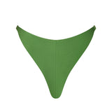 Rear view of ERY bikini bottom in Green, showing the Brazilian cut with a cheeky, flattering fit that contours to the body.
