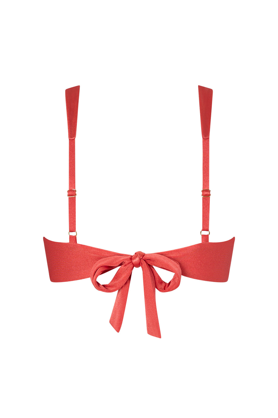 Back view of the KIKKA bikini top in Orange Soda, featuring adjustable straps and a soft bow tie closure.