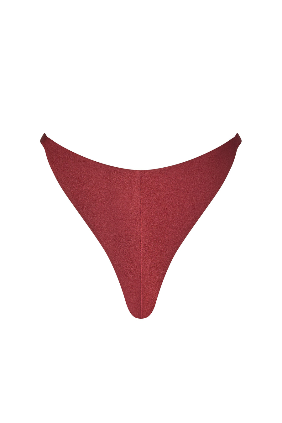Rear view of ERY bikini bottom in Marron, showcasing the Brazilian cut designed for a flattering and cheeky fit.