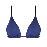 ROSY triangle bikini top in Dark Night with gold details and a clean, minimal silhouette.
