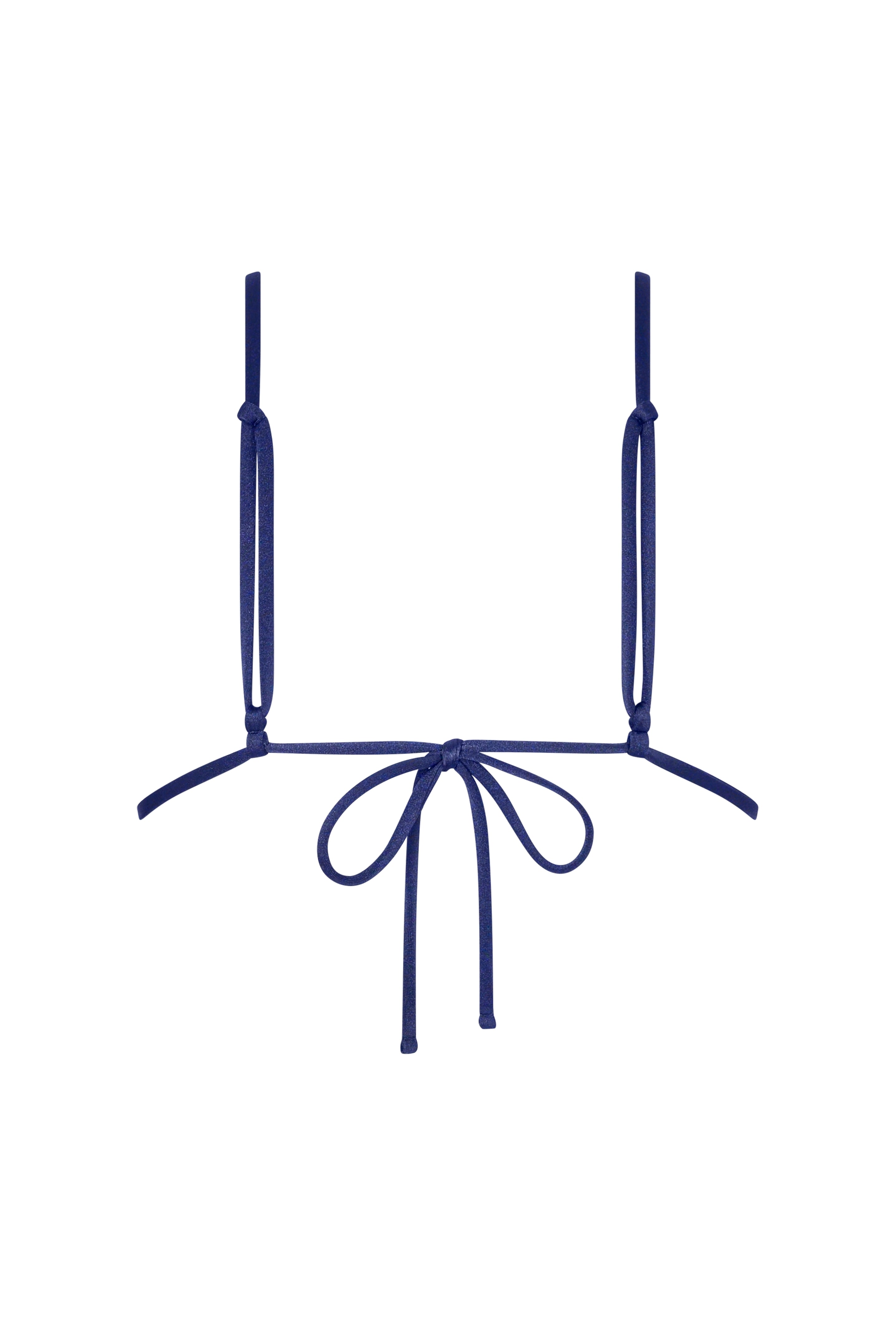 Back view of ROSY triangle top in Dark Night, showing adjustable back tie and soft, seamless fit.