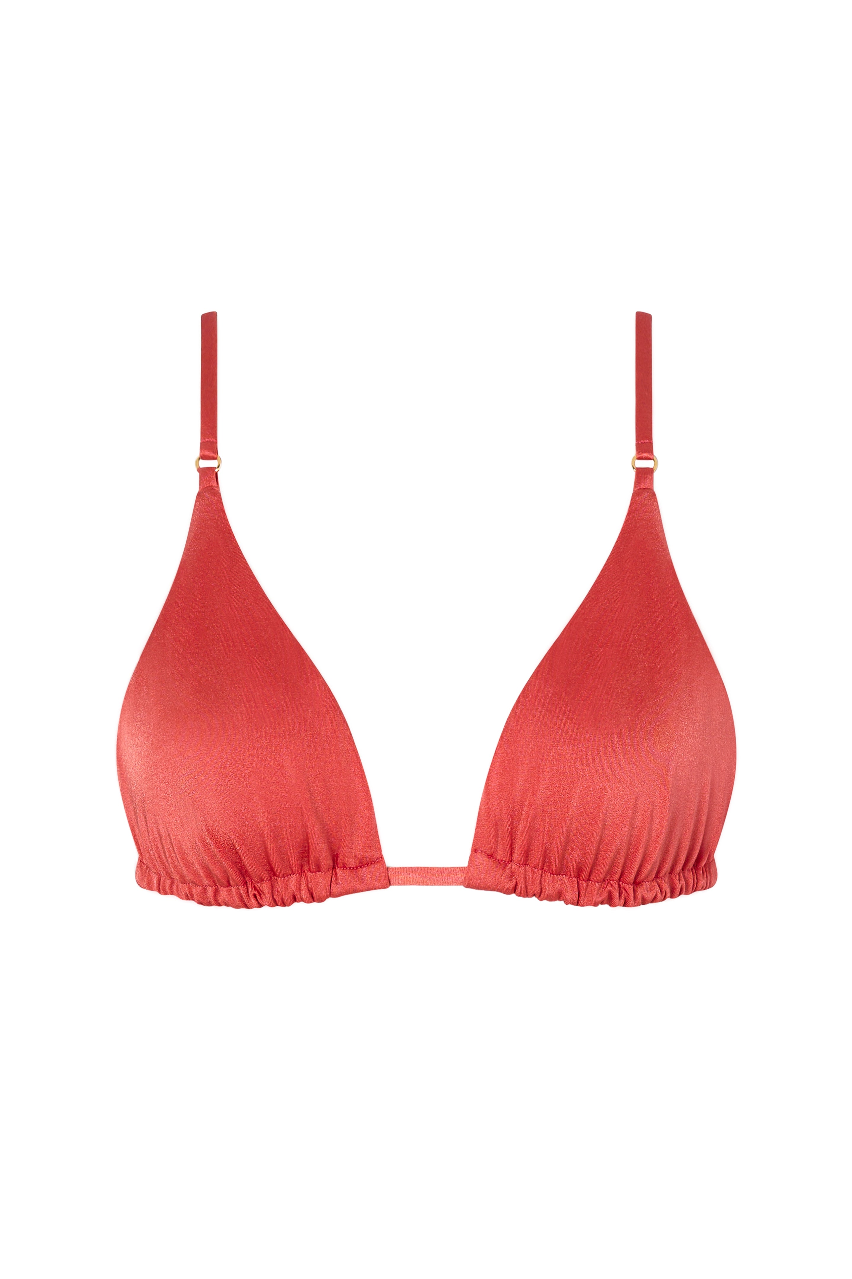 ROSY bikini top in Orange Soda, triangle cut with gold accents and a vibrant summer vibe
