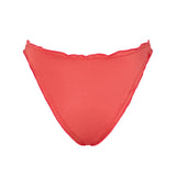 Back view of the VALERIA bikini bottom in Orange Soda, featuring playful edges and full coverage.