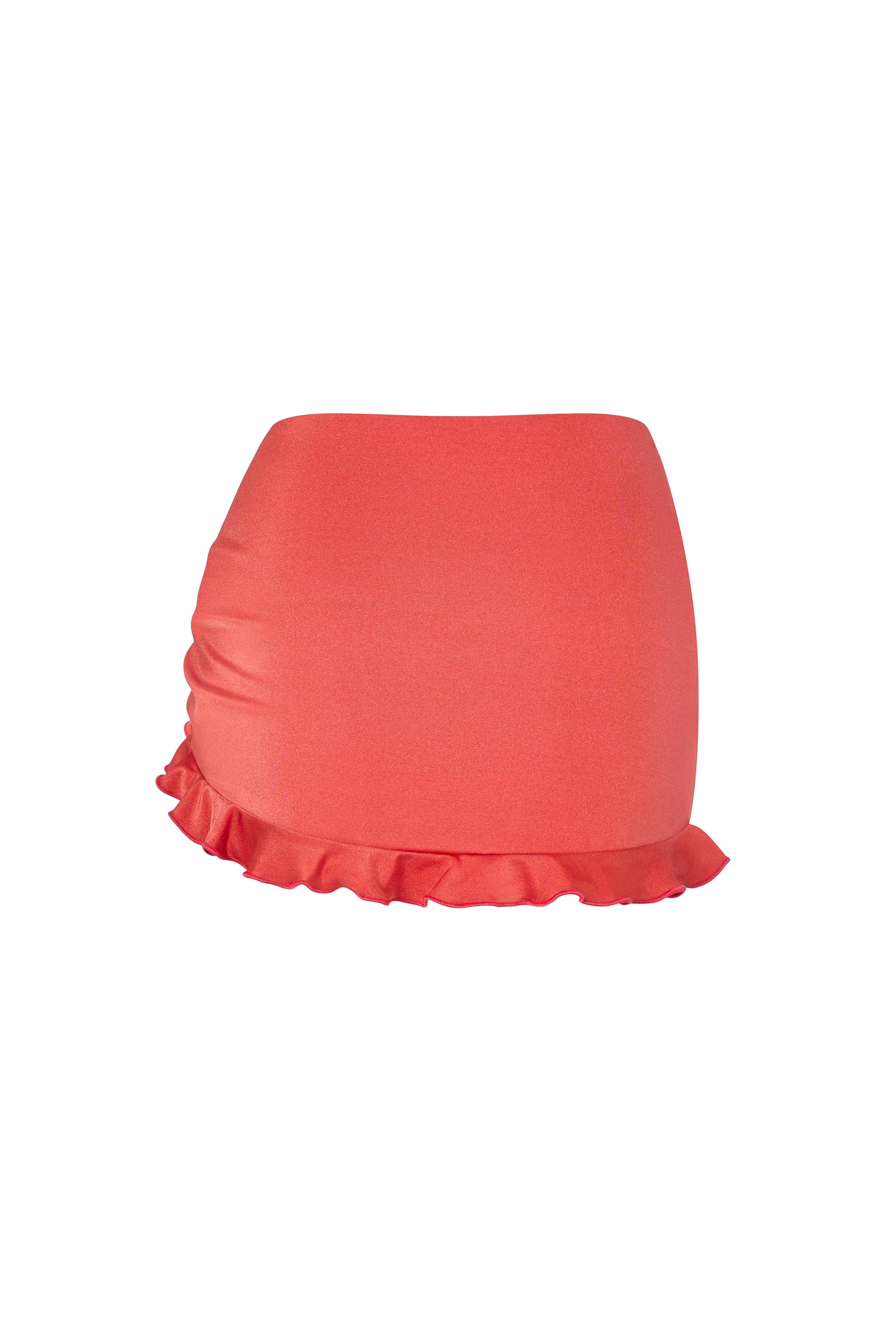 LOLA skirt bottom in Orange Soda, back view showing feminine silhouette.
